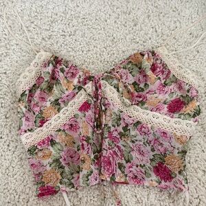 Princess Polly Floral Lace Trim Camisole Top